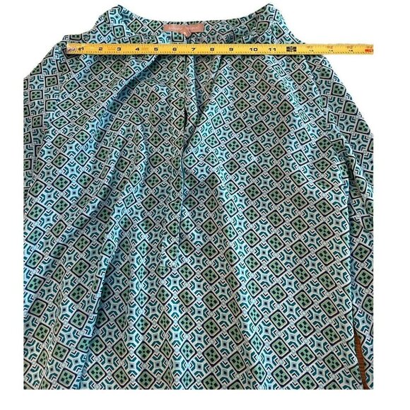 Banana Republic Blue Turquoise Geometric Pattern Shirt Women’s S Long Sleeve - Picture 2 of 9